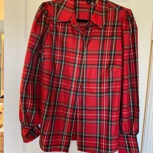 Boston Proper Red and Black Casual Button Down Shirt